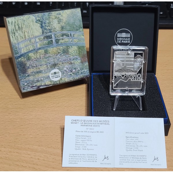 Pièce 10€ BE argent 2022 Monet, Le bassin aux Nymphéas, belle épreuve