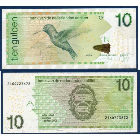 Antilles Néerlandaises P.28d, Neuf Billet de 10 Gulden 2006 Colibri
