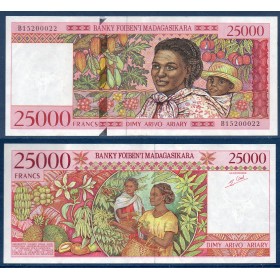 Madagascar P.82, TTB Billet de 25000 Francs : 5000 ariary 1998