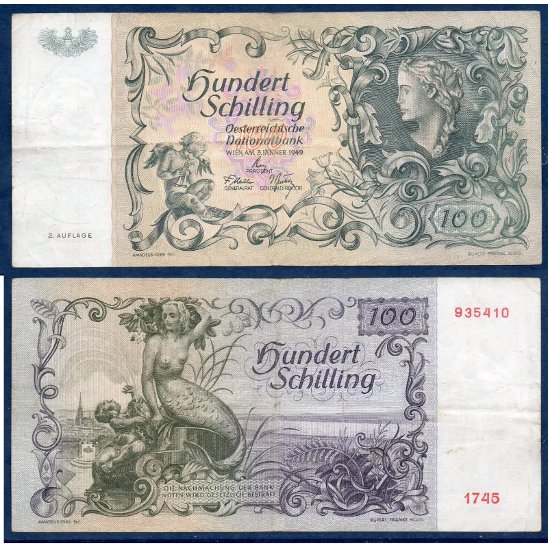 Autriche P.132, TTB- Billet de 100 Schillings 1949 Sirene Dome Saint-Etienne Autriche P.132, TTB- Billet de 100 Schillings 1949 Sirene Dome Saint-Etienne