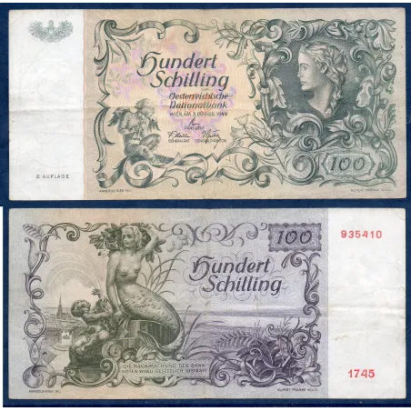 Autriche P.132, TTB- Billet de 100 Schillings 1949 Sirene Dome Saint-Etienne