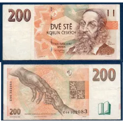 Republique Tchèque P.19d, TB Billet de 200 Korun 1998 Komensky série F