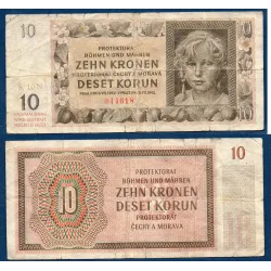 Bohème et Moravie P.8a, B Billet de 10 Korun 1942 Fillette