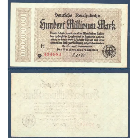 Allemagne P.S1017b, TTB Billet de 100 millions Mark 1923