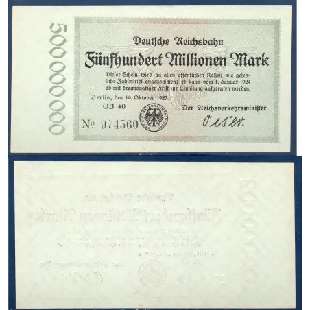 Allemagne P.S1019, Spl Billet de 500 millions Mark 1923