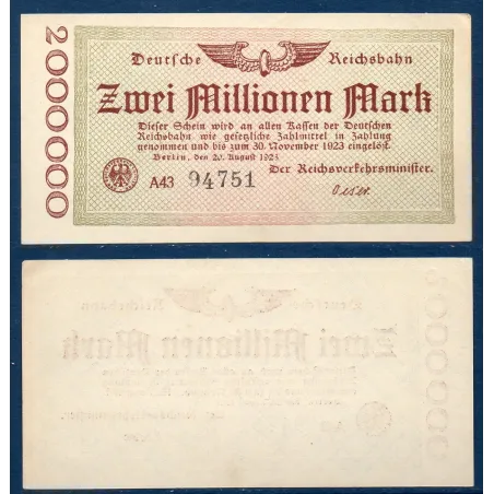Allemagne P.S1012, Sup Billet de 2 millions Mark 1923