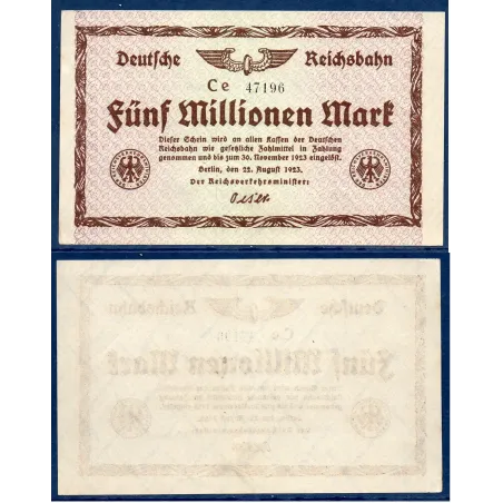 Allemagne Bade P.S1013c, Sup Billet de 5 millions Mark 1923