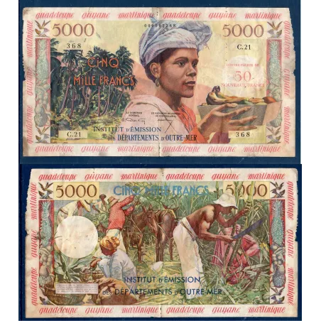 Antilles Française P.3a, AB Billet de banque de 50 nouveaux francs sur 5000 francs 1961