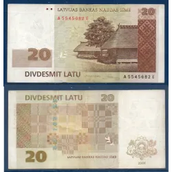 Lettonie P.51a, TTB Billet de banque de 20 Latu 2004