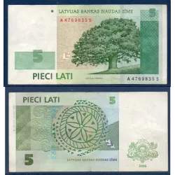 Lettonie P.53a, TTB Billet de 5 Lati 2006 Chêne
