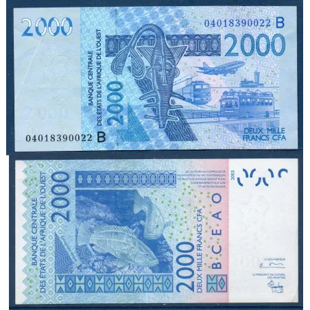BCEAO P.216Bb pour le Benin, TTB Billet de 5000 Francs CFA 2006 Epinephelinae