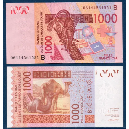 BCEAO P.215Bd pour le Benin, Billet de 1000 Francs CFA 2006 Chameau