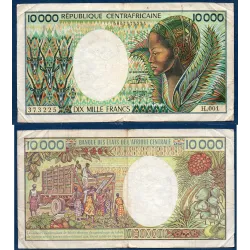 Centrafrique P.13, TB Billet de 10000 Francs 1983 Femme paon