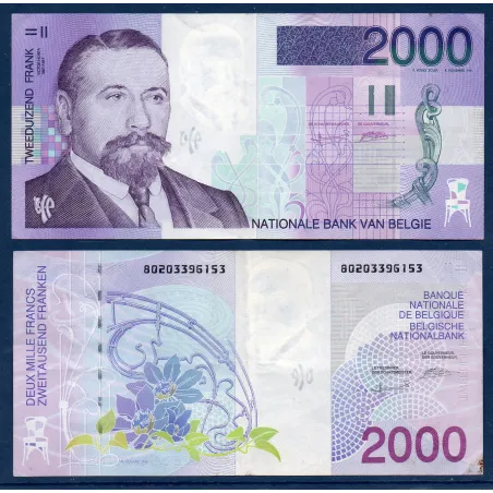 Belgique P.151, TTB Billet de 2000 Francs Belges 1994-2001 Victor Horta