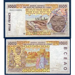 BCEAO P.711Kf TB pour le Senegal, Billet de 1000 Francs CFA 1996