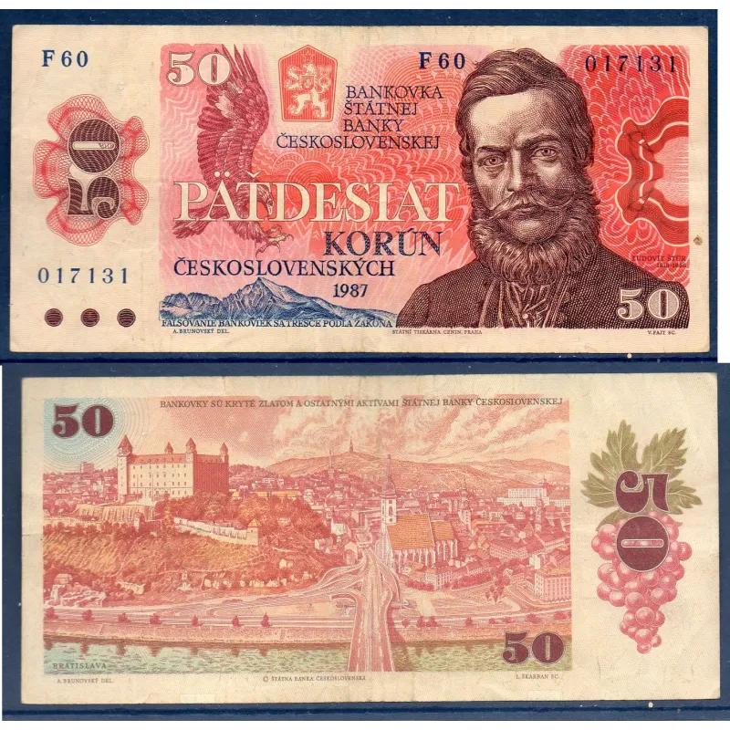 Tchécoslovaquie P.96a, TTB billet de 50 Korun 1987 Ludovit Stur Tchécoslovaquie P.96a, TTB billet de 50 Korun 1987 Ludovit Stur