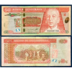 Guatemala P.125b, TB Billet de 50 Quetzales 2013 Carlos Zachrisson