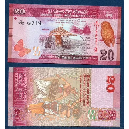 Sri Lanka P.123i, Billet de 20 Rupees 2022 vieu port Colombo