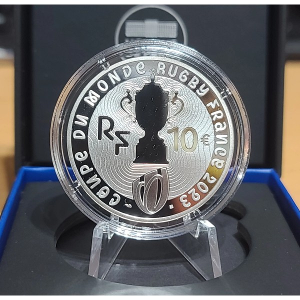 Pièce 10€ BE argent 2022 Emblème Rugby World Cup, France 2023, Belle Epreuve
