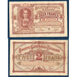 Belgique P.87, TTB Billet de 2 francs 1916 Société générale