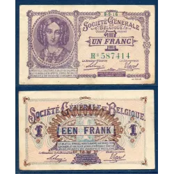 Belgique P.86b, Sup Billet de 1 franc 1916-1918 Société générale