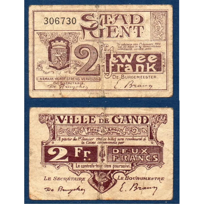 Belgique Gent, B 2 Frank 1916 Belgique Gent, B 2 Frank 1916