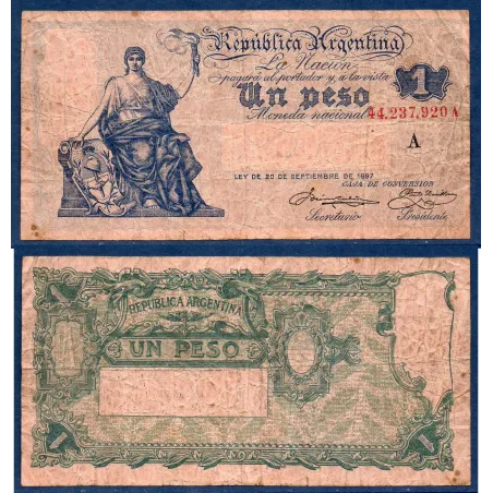 Argentine P.243, B Billet de 1 peso 1918-1921 Progreso