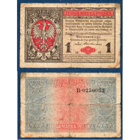 Pologne P.8, B, Billet de 1 Marka 1917 Kasa Pozyczkowa