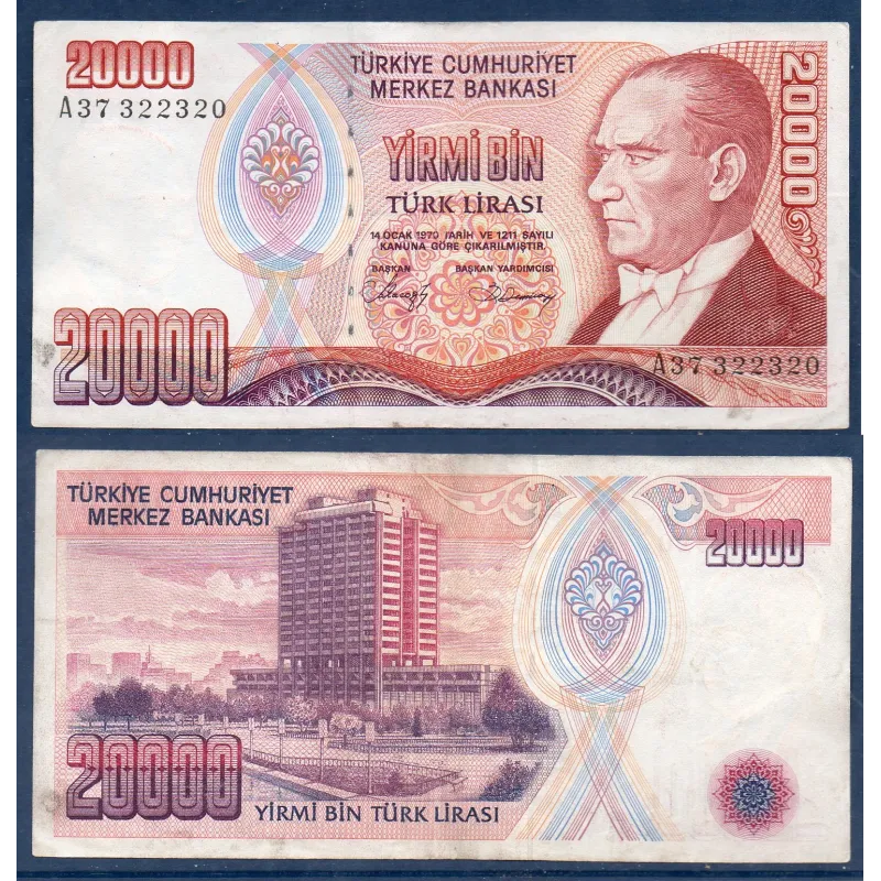 Turquie P.201a, TTB Billet de 20000 Lira 1970 Ataturk Turquie P.201a, TTB Billet de 20000 Lira 1970 Ataturk