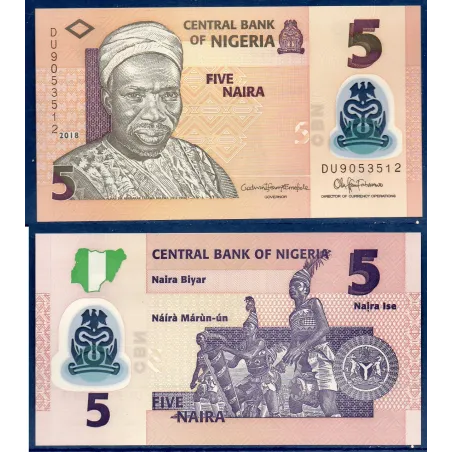 Nigeria P.38i, Neuf, Billet de 5 Naira 2018 Polymère