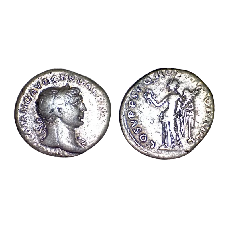 Denier de Trajan (107) RIC 128 revers Victoire atelier Rome Denier de Trajan (107) RIC 128 revers Victoire atelier Rome