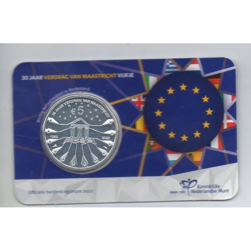 5 Euro Pays-Bas 2022 - 30 ans du Traité de Maastricht 5 Euro Pays-Bas 2022 - 30 ans du Traité de Maastricht