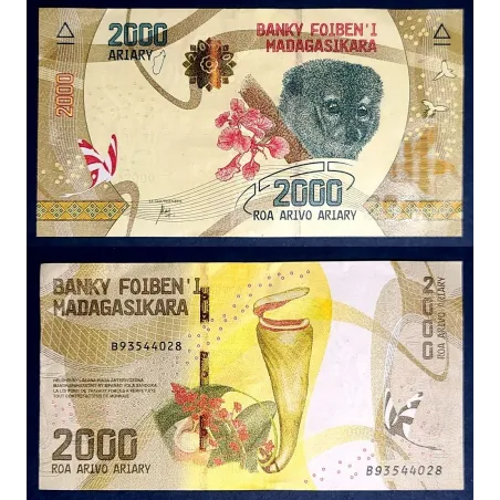 Madagascar P.101, Sup Billet de 2000 Ariary Francs 2016