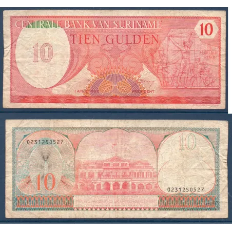 Suriname P.126, neuf Billet de 10 Gulden 1982 Monument de la revolte