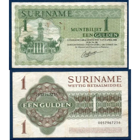 Suriname P.116h, Neuf Billet de 1 Gulden 1.12.1984 Paramaribo