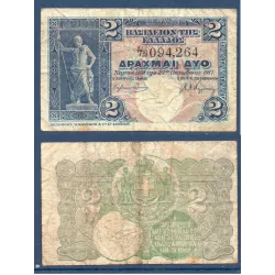 Grece P.310, B Billet de 2 Drachmai 1917 Zeus
