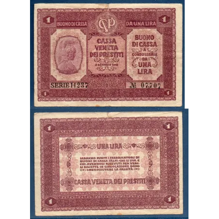 Italie P.M4, TTB Billet  de 1 Lire 1918 Athéna