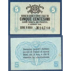 Italie P.M1, TTB Billet de 5 centesimi  1918 Armoiries