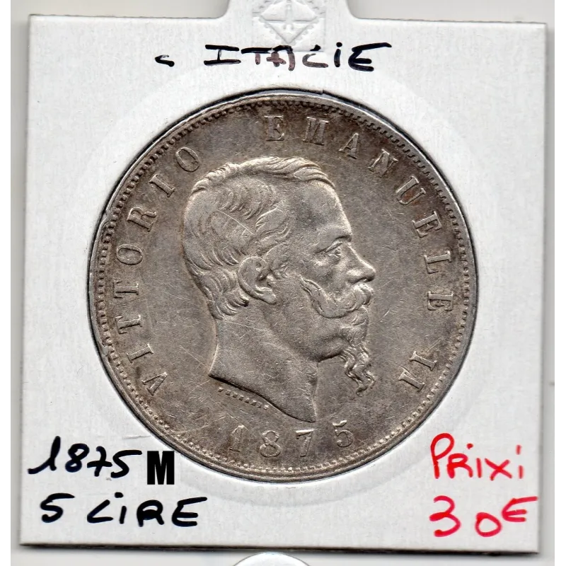 Italie 5 Lire 1875 M TTB,  KM 8.4 pièce de monnaie