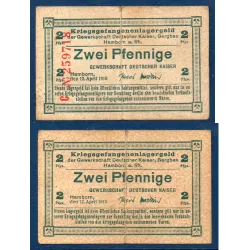 Allemagne Billet de Stalag Hamborn 2 pfenninge 1918