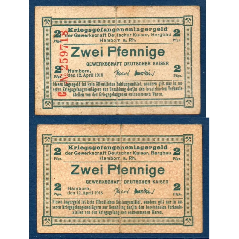 Allemagne Billet de Stalag Hamborn 2 pfenninge 1918 Allemagne Billet de Stalag Hamborn 2 pfenninge 1918