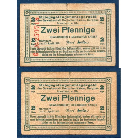 Allemagne Billet de Stalag Hamborn 2 pfenninge 1918