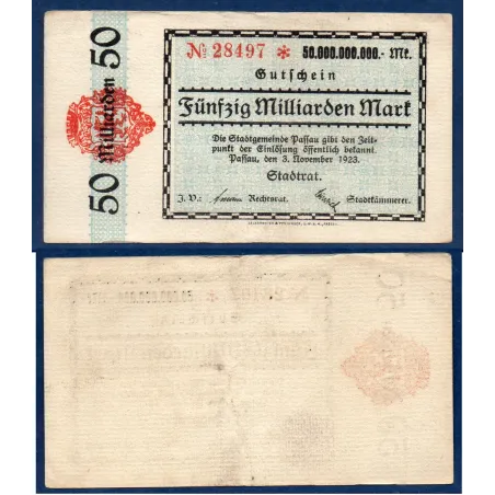 Passau Gross Notgeld TTB 50 Milliards mark, 1923
