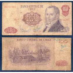 Chili P.152b, B Billet de 100 Pesos 1976-1984 Diego Portales