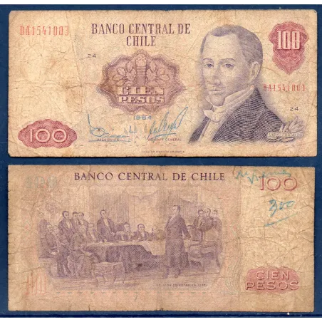 Chili P.152b, B Billet de 100 Pesos 1976-1984 Diego Portales