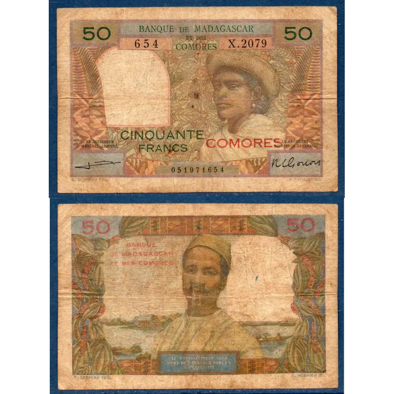 Comores P.2b, B Billet de 500 Francs 1960 surcharge sur Madagascar Comores P.2b, B Billet de 500 Francs 1960 surcharge sur Madagascar