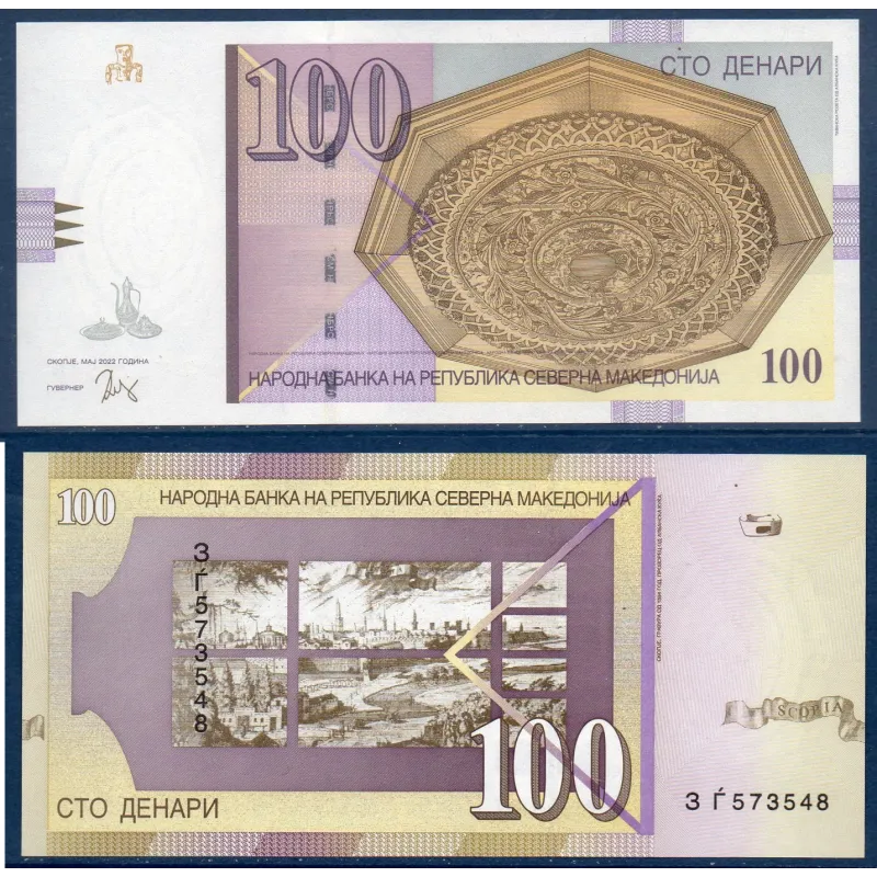 Macedoine P.29, Neuf Billet de 100 Denari 2022