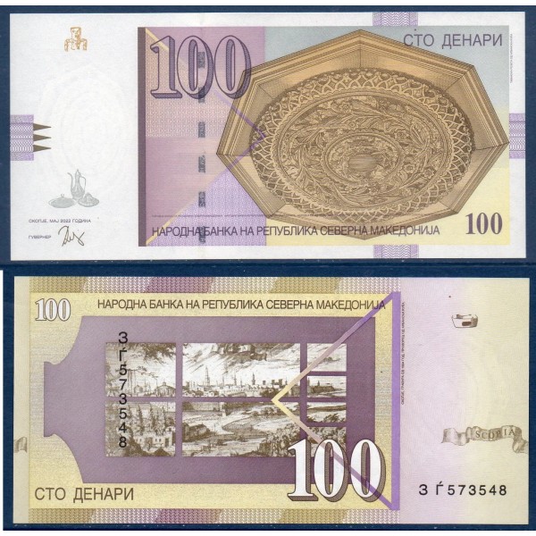 Macedoine P.29, Neuf Billet de 100 Denari 2022