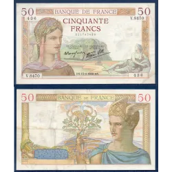 50 Francs Cérès, TTB-, 15.9.1938 Billet de la banque de France