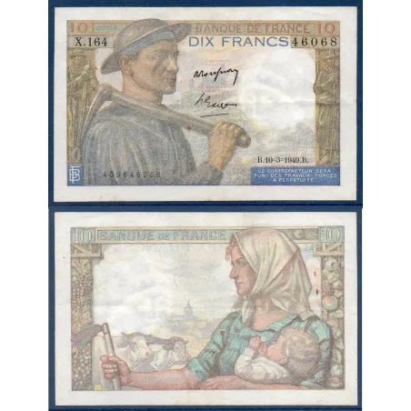 10 Francs Mineur, TTB, 10.3.1949 Billet de la banque de France